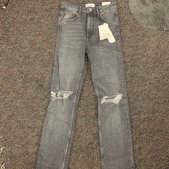 Zara Split Skinny Grey Jeans